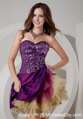 Elegant Purple Cocktail Dress A-line Sweetheart Mini-length