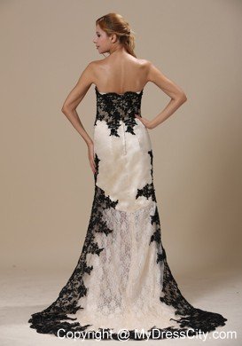 High-low Lace over Sweetheart Cocktail Dress in Champagne and Black