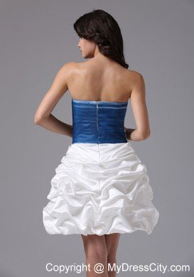 Blue and White With Appliques and Pick-ups Dress For Cocktail