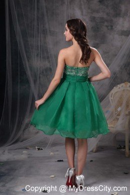 Green A-line Sweetheart Organza Beading Cocktail Dress