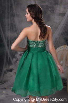 Green A-line Sweetheart Organza Beading Cocktail Dress