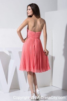 Sweethart Pleats Beaded Watermelon Short Cocktail Dress for Celebrity