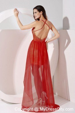 Halter Embroidery Criss Cross Back High-low Cocktail Dress for Prom