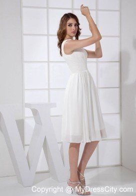 Pure V-neck Chiffon Knee-length Zipper Up back Prom Cocktail Dress