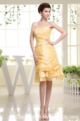 Yellow Sweetheart Handmade Flowers Shot Cocktail Dress with Jacket