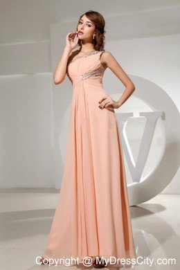 One Shoulder Beading Floor-length Chiffon Cool Back Cocktail Dress