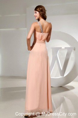 One Shoulder Beading Floor-length Chiffon Cool Back Cocktail Dress