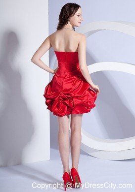 Simple Strapless Pick-ups Mini-length Back Out Red Cocktail Dress on Sale