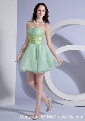 Strapless Beading Mini-length Layers Organza Wedding Cocktail Party Dress