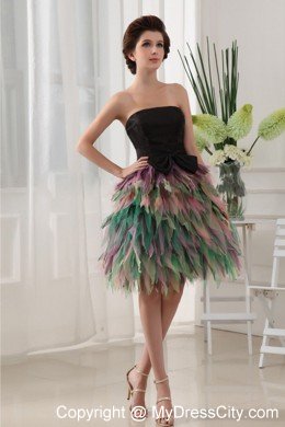 Colorful Ruffles Bowknot Mini-length Back Out Cocktail Dress for Celebrity