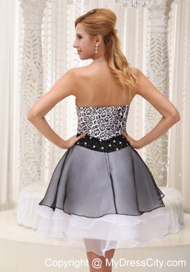 Leopard and Organza Strapless Beaded Layers Homecoming Cocktail Dresses