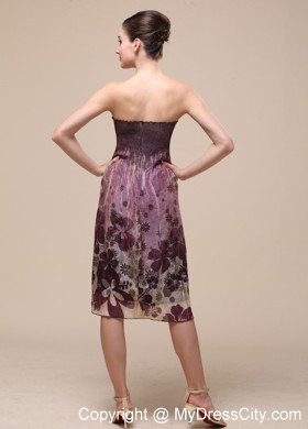 Strapless Printing Knee-length Cool Back Cocktail Dress for Celebrity