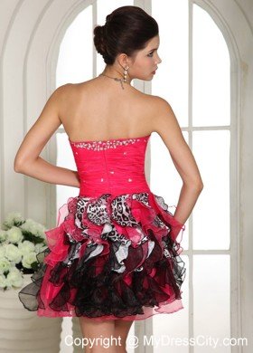 Beaded Sweetheart Mini-length Celebrity Dresses Hot Pink and Black