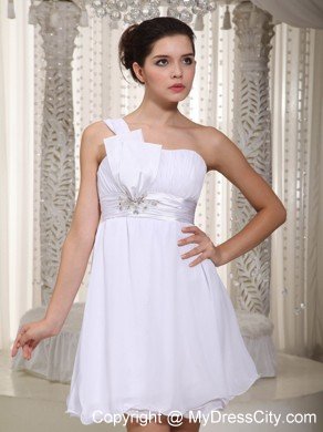 Pure Beading One Shoulder Mini-length Chiffon Prom Cocktail Dress