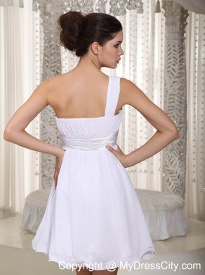 Pure Beading One Shoulder Mini-length Chiffon Prom Cocktail Dress