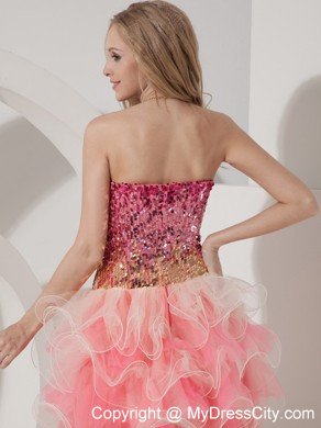 Hot Sweetheart Sequin Beading Organza Mini-length Cocktail Prom Dress