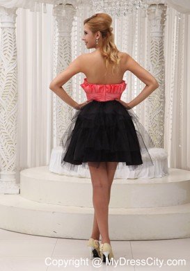 Multi-color Beaded Strapless Layered Tulle Mini-length Cocktail Dress