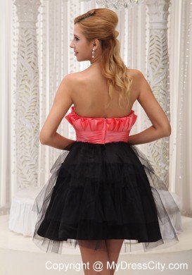 Multi-color Beaded Strapless Layered Tulle Mini-length Cocktail Dress