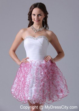 Ruffles Sweetheart Mini-length Prom Cocktail Dress with Ruch and Beading