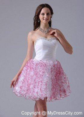 Ruffles Sweetheart Mini-length Prom Cocktail Dress with Ruch and Beading