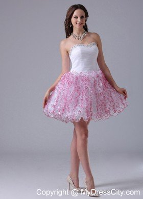 Ruffles Sweetheart Mini-length Prom Cocktail Dress with Ruch and Beading