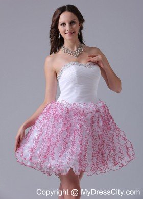 Ruffles Sweetheart Mini-length Prom Cocktail Dress with Ruch and Beading