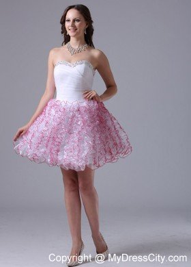 Ruffles Sweetheart Mini-length Prom Cocktail Dress with Ruch and Beading