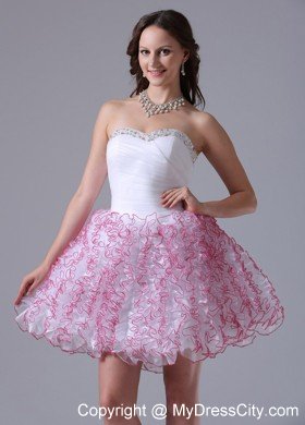 Ruffles Sweetheart Mini-length Prom Cocktail Dress with Ruch and Beading