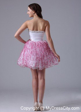 Ruffles Sweetheart Mini-length Prom Cocktail Dress with Ruch and Beading