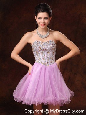 Lavender Sweetheart Beading Organza Back Out Cocktail Party Dresses