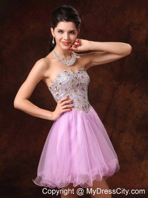 Lavender Sweetheart Beading Organza Back Out Cocktail Party Dresses