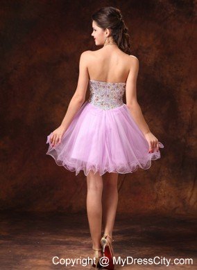 Lavender Sweetheart Beading Organza Back Out Cocktail Party Dresses