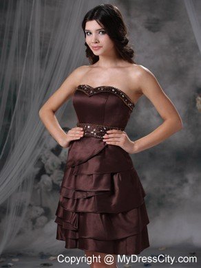 Sweetheart Beading Layered Mini-length Satin Homecoming Cocktail Dresses