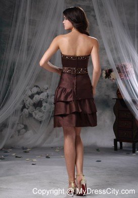 Sweetheart Beading Layered Mini-length Satin Homecoming Cocktail Dresses