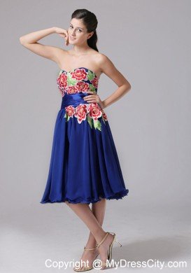 Floral Appliques Sweetheart Knee-length Cool Back Prom Cocktail Dress