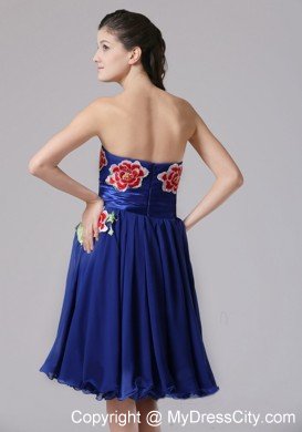 Floral Appliques Sweetheart Knee-length Cool Back Prom Cocktail Dress