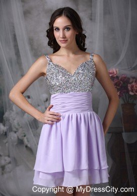 Straps Beading Chiffon Mini-length Short Homecoming Cocktail Dress