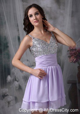 Straps Beading Chiffon Mini-length Short Homecoming Cocktail Dress