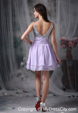 Straps Beading Chiffon Mini-length Short Homecoming Cocktail Dress