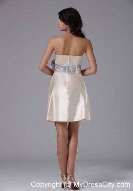 Sequin Bowknot Strapless Mini-length Champagne Cocktail Dress