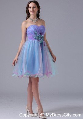 Multi-color Sweetheart Appliques Ruched Layers Cocktail Dress