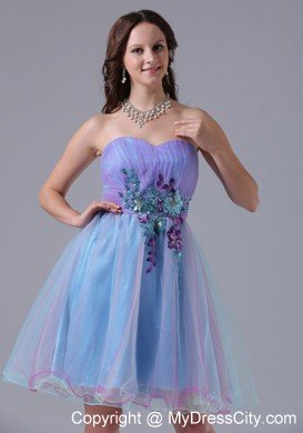 Multi-color Sweetheart Appliques Ruched Layers Cocktail Dress