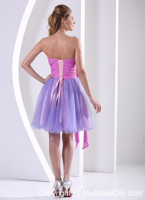 Cheap Beaded Sweetheart Bowknot Organza Cocktail Dress for Prom