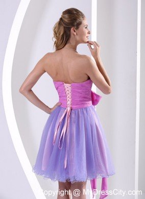 Cheap Beaded Sweetheart Bowknot Organza Cocktail Dress for Prom