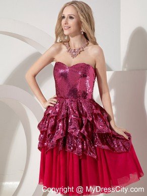 Sweetheart Sequin Knee-length Layered Cocktail Party Dresses