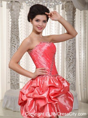 Watermelon Red A-line Pick-ups Short Cocktail Party Dresses