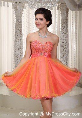 Two-toned Sweetheart Organza Beading Prom Cocktail Dress