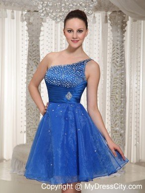 Royal Blue One Shoulder Cocktails Dresses with Beading For Party