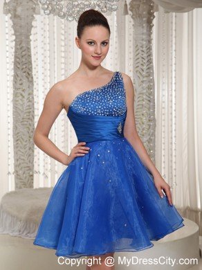 Royal Blue One Shoulder Cocktails Dresses with Beading For Party