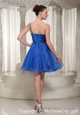 Royal Blue One Shoulder Cocktails Dresses with Beading For Party